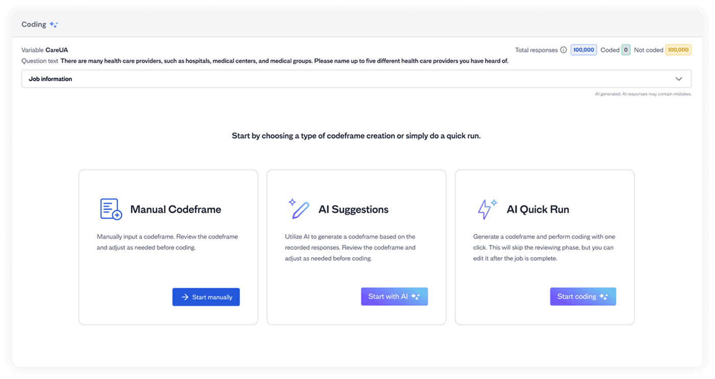 Workflow for selecting a codeframe path